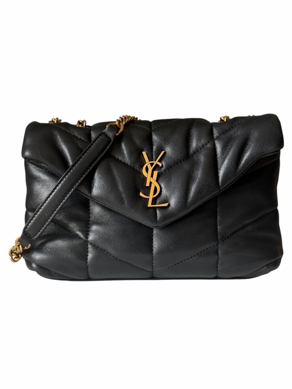 Saint Laurent YSL Toy Lou Puffer Black Quilted Lambskin Chain Shoulder Bag
